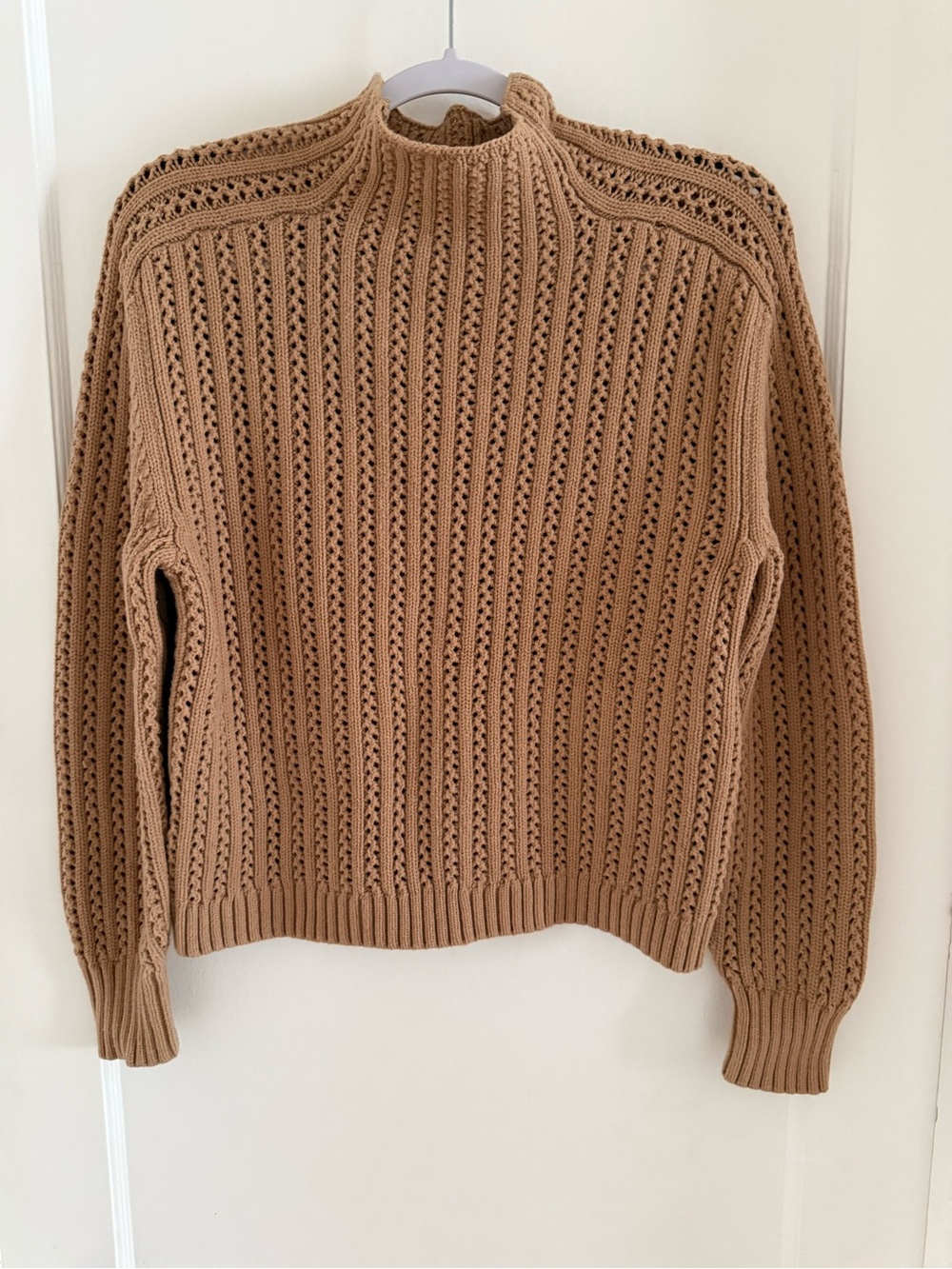 Woman’s Textured Knit Sweater in Camel